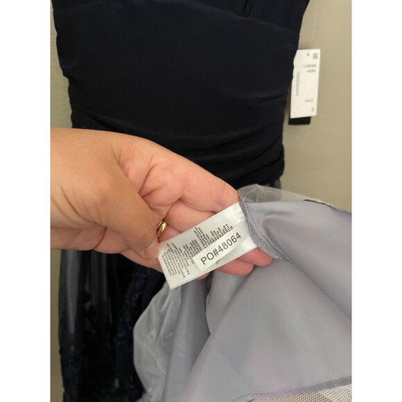 SLNY Missy Blue Fit & Flare Cocktail Party Dress Sleeveless Navy Size 6 Stretch - Picture 15 of 16